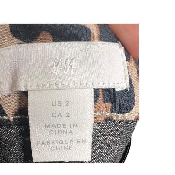 H&M Leopard Print Trousers Slacks Office Career Rockabilly 2 Animal Cheetah - Picture 5 of 6